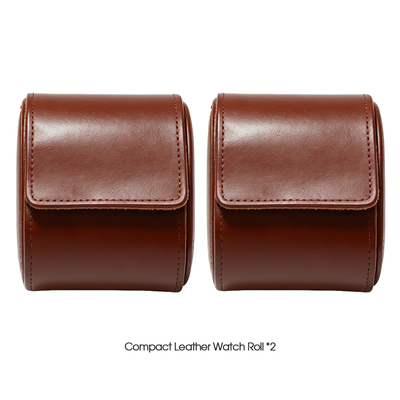 2-Pack Compact Leather Watch Roll Set