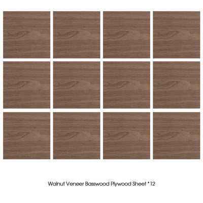 12pcs Walnut Veneer Basswood Plywood Sheets